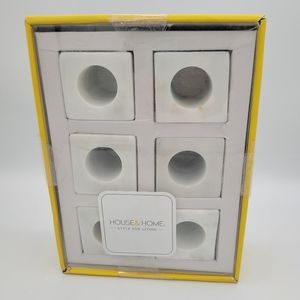 NWT Set of 6 Natural White Marble Napkin Holders